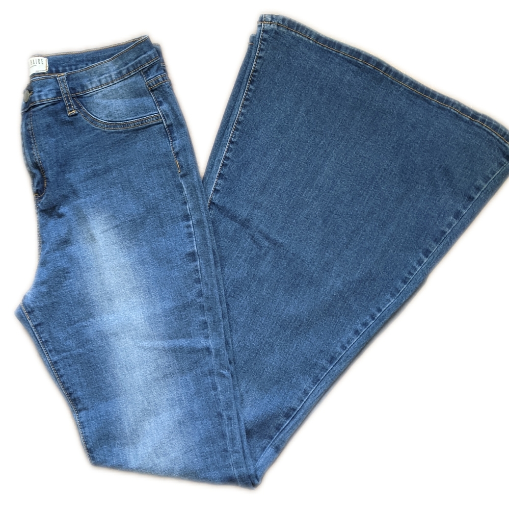 Blank Paige Denim Collection fit & flare bell bottom jeans, medium blue L